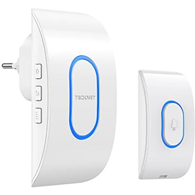 TECKNET Sonnette sans Fil Exterieur 400 Mètres, Carillon Etanche IP65, 60 Mélodies et 5 Niveaux Volume, Kit d'un Récepteur et d'un Emetteur, Voyant LED pour Maison, Classe, Hôpital, Hôtel Blanc - Publicité TECKNET Sonnette sans Fil Exterieur 400 Mètres, Carillon Etanche IP65, 60 Mélodies et 5 Niveaux Volume, Kit d'un Récepteur et d'un Emetteur, Voyant LED pour Maison, Classe, Hôpital, Hôtel Blanc - Publicité