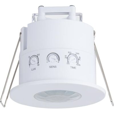 SEBSON Détecteur de Mouvement Extérieur Encastré Portée de Détection 2-6m/360°, Montage au Plafond, Capteur Infrarouge Programmable, 3 Fils, IP54 - Publicité SEBSON Détecteur de Mouvement Extérieur Encastré Portée de Détection 2-6m/360°, Montage au Plafond, Capteur Infrarouge Programmable, 3 Fils, IP54 - Publicité