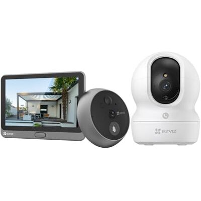 EZVIZ Judas de Porte et Camera Surveillance Kit, Visiophone Connecté Interphone Vidéo, Judas Numerique 4.3’’ Écran Tactile Batterie 4600mAh Detection Humaine Audio Bidirectionnel,CP4 1080P et CP1 Pro - Publicité EZVIZ Judas de Porte et Camera Surveillance Kit, Visiophone Connecté Interphone Vidéo, Judas Numerique 4.3’’ Écran Tactile Batterie 4600mAh Detection Humaine Audio Bidirectionnel,CP4 1080P et CP1 Pro - Publicité