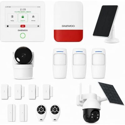 Pack Alarme Maison Connectée WiFi/GSM 4G AM502 – Sans Fil, Sans Abonnement, Compatible Animaux – 2 Caméras Surveillance Full HD Incluses – Alexa & Google Home – App Daewoo Home Connect - Publicité Pack Alarme Maison Connectée WiFi/GSM 4G AM502 – Sans Fil, Sans Abonnement, Compatible Animaux – 2 Caméras Surveillance Full HD Incluses – Alexa & Google Home – App Daewoo Home Connect - Publicité