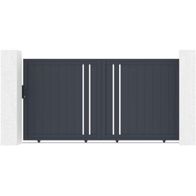 Casanoov Portail coulissant 3m GIONA H.160cm aluminium gris - Publicité Casanoov Portail coulissant 3m GIONA H.160cm aluminium gris - Publicité