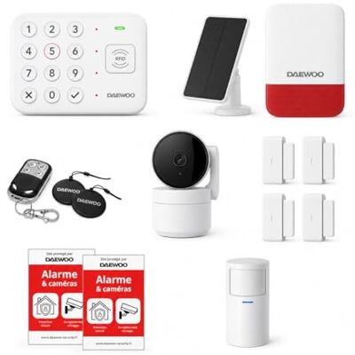 Daewoo Alarme Maison Vigilia VIG520+ – Kit Complet sans Abonnement – Sirene Solaire WOS305S – 4 Detecteurs Vibration – Camera Interieure – WiFi GSM 4G – App Home Connect - Publicité Daewoo Alarme Maison Vigilia VIG520+ – Kit Complet sans Abonnement – Sirene Solaire WOS305S – 4 Detecteurs Vibration – Camera Interieure – WiFi GSM 4G – App Home Connect - Publicité