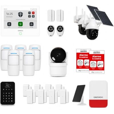 Pack Alarme Maison sans Fil AM505L – Centrale Touch XL Wi-FI & GSM, 3 Caméras HD 1080p, 8 Détecteurs d'Ouverture, 5 Détecteurs de Mouvement, Sirène Solaire, App Daewoo Home Connect - Publicité Pack Alarme Maison sans Fil AM505L – Centrale Touch XL Wi-FI & GSM, 3 Caméras HD 1080p, 8 Détecteurs d'Ouverture, 5 Détecteurs de Mouvement, Sirène Solaire, App Daewoo Home Connect - Publicité