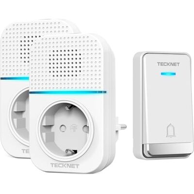 TECKNET Sonnette sans Fil Exterieur Etanche, Kit 1 Carillon + 2 Récepteurs 400 m, Étanche IP65, 60 Mélodies, 5 Niveaux Volumes, avec Fonction de Charge et lumière LED, pour Maison, Bureau, Hôtel - Publicité TECKNET Sonnette sans Fil Exterieur Etanche, Kit 1 Carillon + 2 Récepteurs 400 m, Étanche IP65, 60 Mélodies, 5 Niveaux Volumes, avec Fonction de Charge et lumière LED, pour Maison, Bureau, Hôtel - Publicité