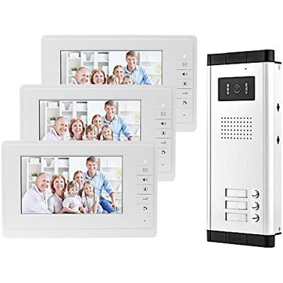 uoweky 7 '' Interphone Vidéo Couleur Filaire Couleur Système de Porte IR Caméra de Vision Nocturne 720p + écrans de Contrôle Intérieur pour 2/3 Appartements (3 Moniteurs) - Publicité uoweky 7 '' Interphone Vidéo Couleur Filaire Couleur Système de Porte IR Caméra de Vision Nocturne 720p + écrans de Contrôle Intérieur pour 2/3 Appartements (3 Moniteurs) - Publicité