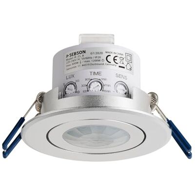 SEBSON 2X Détecteur de Mouvement Intérieur, Encastré, LED adapté Montage au Plafond, programmable, Capteur Infrarouge, Portée 3-8m/ 360°, orientable, Max, 1200W/ 600W - Publicité SEBSON 2X Détecteur de Mouvement Intérieur, Encastré, LED adapté Montage au Plafond, programmable, Capteur Infrarouge, Portée 3-8m/ 360°, orientable, Max, 1200W/ 600W - Publicité