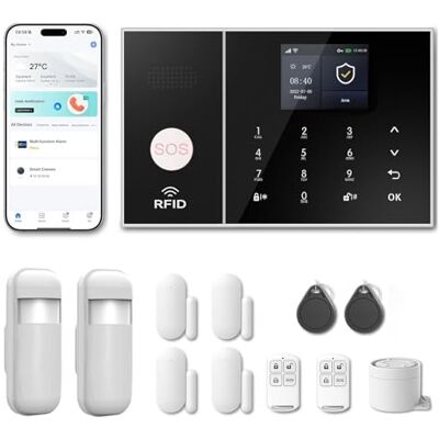 RenseCum Alarme maison sans abonnement sans fil WiFi + 4G pour maison et appartement, kit alarme connectée Smart Life, alertes par appel & SMS, compatible Alexa & Google Assistant (Lot de 12 articles) - Publicité RenseCum Alarme maison sans abonnement sans fil WiFi + 4G pour maison et appartement, kit alarme connectée Smart Life, alertes par appel & SMS, compatible Alexa & Google Assistant (Lot de 12 articles) - Publicité