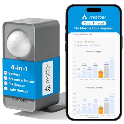 meross Detecteur de Presence Matter Over Thread, Détecteur de Mouvement et de Présence mmWave + PIR + Lumière, Détection en 3 Zones, Compatible Home Assistant, HomeKit, Alexa et Google Home - Publicité meross Detecteur de Presence Matter Over Thread, Détecteur de Mouvement et de Présence mmWave + PIR + Lumière, Détection en 3 Zones, Compatible Home Assistant, HomeKit, Alexa et Google Home - Publicité
