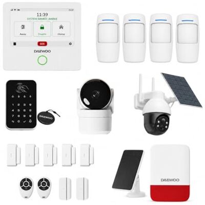 Pack Alarme AM503 – Centrale Tactile Wi-FI/GSM, Caméra Solaire Rotative 3MP, Caméra Intérieure Full HD, Sirène Solaire 110 DB, Détecteurs Mouvement Anti-Animaux & Clavier RFID App Daewoo - Publicité Pack Alarme AM503 – Centrale Tactile Wi-FI/GSM, Caméra Solaire Rotative 3MP, Caméra Intérieure Full HD, Sirène Solaire 110 DB, Détecteurs Mouvement Anti-Animaux & Clavier RFID App Daewoo - Publicité