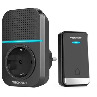 TECKNET Sonnette sans Fil Exterieur Étanche avec Prise, 400M Longue Portée Auto-alimentée Sans Pile, IP65, 60 Mélodies, 5 Niveaux Volumes (0-110dB), LED, Sonnette de Porte pour Maison, Appartement - Publicité TECKNET Sonnette sans Fil Exterieur Étanche avec Prise, 400M Longue Portée Auto-alimentée Sans Pile, IP65, 60 Mélodies, 5 Niveaux Volumes (0-110dB), LED, Sonnette de Porte pour Maison, Appartement - Publicité