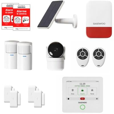 Daewoo Pack Touch Essential+ Alarme Maison connectee sans abonnement avec Camera HD, Sirene Solaire, 4 capteurs Porte, 2 detecteurs Mouvement Compatible Alexa et Google Home - Publicité Daewoo Pack Touch Essential+ Alarme Maison connectee sans abonnement avec Camera HD, Sirene Solaire, 4 capteurs Porte, 2 detecteurs Mouvement Compatible Alexa et Google Home - Publicité