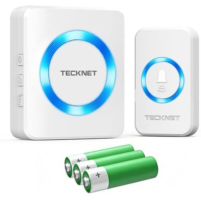 TECKNET Sonnette sans Fil Exterieur Etanche, IP66 Étanche Doorbell, 400M Sonnette Longue Portée, 60 Mélodies, 5 Niveaux Volume 120 DB, LED Bleu, pour Maison, Hôtel, Bureaux, Blanc - Publicité TECKNET Sonnette sans Fil Exterieur Etanche, IP66 Étanche Doorbell, 400M Sonnette Longue Portée, 60 Mélodies, 5 Niveaux Volume 120 DB, LED Bleu, pour Maison, Hôtel, Bureaux, Blanc - Publicité