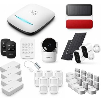 Daewoo Security PA513Z – Pack Alarme Maison sans Fil 4G & Zigbee, sans Abonnement, 3 Caméras HD + Sirène Solaire 100dB, 10 Contacteurs, 6 Détecteurs Animaux, Compatible Alexa & Google Home - Publicité Daewoo Security PA513Z – Pack Alarme Maison sans Fil 4G & Zigbee, sans Abonnement, 3 Caméras HD + Sirène Solaire 100dB, 10 Contacteurs, 6 Détecteurs Animaux, Compatible Alexa & Google Home - Publicité