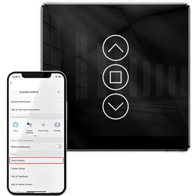 VEGOATY Minuterie intelligente pour volet roulant avec fonction pourcentage : interrupteur tactile arc 2,5D Smart Wifi, interrupteur de volet roulant Alexa/Google Commande vocale Nécessite un - Publicité VEGOATY Minuterie intelligente pour volet roulant avec fonction pourcentage : interrupteur tactile arc 2,5D Smart Wifi, interrupteur de volet roulant Alexa/Google Commande vocale Nécessite un - Publicité