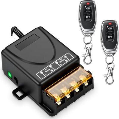 Pakinui Interrupteur sans fil exterieur, Interrupteur a distance AC110v/220v/230v/240v, interrupteur RF à relais 40A avec une portée longue distance de 300M, pour portes roulantes et systèmes d'alarme antivol - Publicité Pakinui Interrupteur sans fil exterieur, Interrupteur a distance AC110v/220v/230v/240v, interrupteur RF à relais 40A avec une portée longue distance de 300M, pour portes roulantes et systèmes d'alarme antivol - Publicité