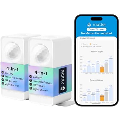 meross Detecteur de Presence Matter Over Thread, Détecteur de Mouvement IP67 avec Détection à 3 Zones, Capteur de Mouvement Batterie Compatible avec Apple HomeKit, Alexa, Google Home, 2 Pièces - Publicité meross Detecteur de Presence Matter Over Thread, Détecteur de Mouvement IP67 avec Détection à 3 Zones, Capteur de Mouvement Batterie Compatible avec Apple HomeKit, Alexa, Google Home, 2 Pièces - Publicité