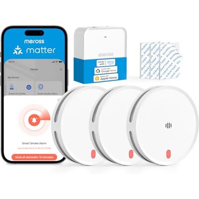 meross Matter Détecteur de Fumée Connecté, 3 Pièces avec Hub MSH450 - Publicité meross Matter Détecteur de Fumée Connecté, 3 Pièces avec Hub MSH450 - Publicité