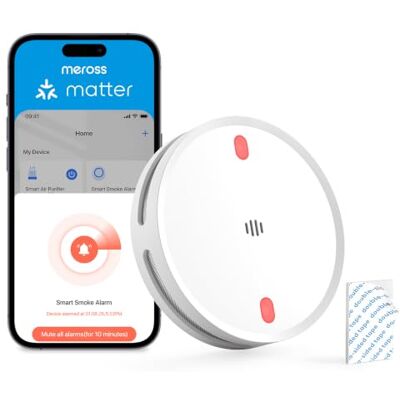 meross Détecteur de fumée connecté WiFi, Alarme Incendie Intelligente sans Fil avec LED Rouge d’évacuation, Conforme EN14604, Compatible Apple Home, Home Assistant (Hub requis) - Publicité meross Détecteur de fumée connecté WiFi, Alarme Incendie Intelligente sans Fil avec LED Rouge d’évacuation, Conforme EN14604, Compatible Apple Home, Home Assistant (Hub requis) - Publicité