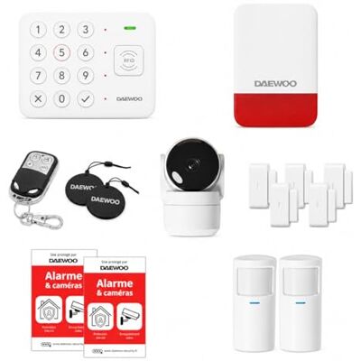 Daewoo Pack Alarme Maison WiFi Vigilia VIG103 – sans Fil sans Abonnement, Caméra Full HD, Sirène Extérieure, Détecteurs Mouvement & Ouverture, Compatible Animaux, App Mobile - Publicité Daewoo Pack Alarme Maison WiFi Vigilia VIG103 – sans Fil sans Abonnement, Caméra Full HD, Sirène Extérieure, Détecteurs Mouvement & Ouverture, Compatible Animaux, App Mobile - Publicité