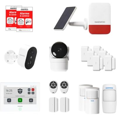 Smart Protect Remote Max – Alarme Maison Connectée sans Abonnement, Caméra Intérieure + Extérieure HD, Sirène Solaire, 8 Contacteurs – Compatible Alexa & Google Home App Daewoo - Publicité Smart Protect Remote Max – Alarme Maison Connectée sans Abonnement, Caméra Intérieure + Extérieure HD, Sirène Solaire, 8 Contacteurs – Compatible Alexa & Google Home App Daewoo - Publicité