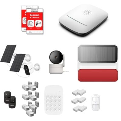 Daewoo Pack Alarme Maison sans Fil Elite (Horizon+) Centrale PA501Z Kit XXL 18 Accessoires + 2 Caméras Solaires Extérieures & 1 Intérieure WiFi/GSM sans Abonnement - Publicité Daewoo Pack Alarme Maison sans Fil Elite (Horizon+) Centrale PA501Z Kit XXL 18 Accessoires + 2 Caméras Solaires Extérieures & 1 Intérieure WiFi/GSM sans Abonnement - Publicité