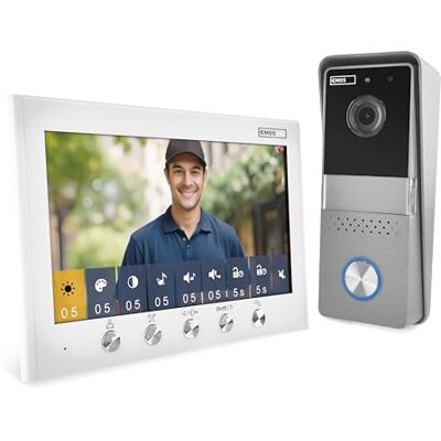 EMOS Interphone vidéo, version 2 fils Sonnette vidéo HD 720p Caméra étanche avec vision nocturne, moniteur avec écran couleur de 7" Installation facile avec bloc d'alimentation Blanc/argenté - Publicité EMOS Interphone vidéo, version 2 fils Sonnette vidéo HD 720p Caméra étanche avec vision nocturne, moniteur avec écran couleur de 7" Installation facile avec bloc d'alimentation Blanc/argenté - Publicité