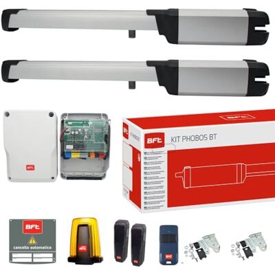 BFT Phobos BT A25 Kit d'automatisation pour portes battantes Motorisation pour portail à 2 vantaux automatique, ouverture jusqu'à 5m ou 800kg par vantail avec 3 télécommandes - Publicité BFT Phobos BT A25 Kit d'automatisation pour portes battantes Motorisation pour portail à 2 vantaux automatique, ouverture jusqu'à 5m ou 800kg par vantail avec 3 télécommandes - Publicité