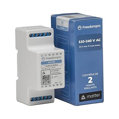 Freedompro Interrupteur intelligent Wi-Fi pour 2 volets, stores, module relais DIN H pour maison connectée compatible avec Matter, Apple HomeKit, Alexa, Google Home, 110-240 V 5 A, Panneau èlectrique - Publicité Freedompro Interrupteur intelligent Wi-Fi pour 2 volets, stores, module relais DIN H pour maison connectée compatible avec Matter, Apple HomeKit, Alexa, Google Home, 110-240 V 5 A, Panneau èlectrique - Publicité
