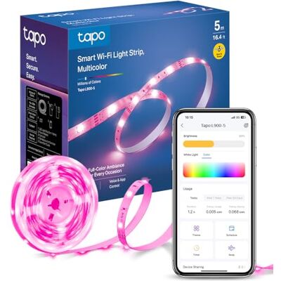 Tapo Ruban LED Connecté WiFi 5m, LED chambre Multicolore RGB L900-5 Commande vocale Alexa/Google, revêtement PU durable et découpe sur mesure, programme & minuterie via appli, aucun hub requis - Publicité Tapo Ruban LED Connecté WiFi 5m, LED chambre Multicolore RGB L900-5 Commande vocale Alexa/Google, revêtement PU durable et découpe sur mesure, programme & minuterie via appli, aucun hub requis - Publicité