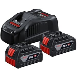 Bosch 18V System Starter-Set Batteries : 2 Batteries GBA 18V 5.0Ah + Chargeur Rapide Gal 1880 CV - Publicité Bosch 18V System Starter-Set Batteries : 2 Batteries GBA 18V 5.0Ah + Chargeur Rapide Gal 1880 CV - Publicité