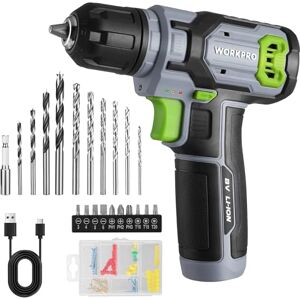 WORKPRO Perceuse Sans Fil 8V - LED, 53 Accessoires - Publicité WORKPRO Perceuse Sans Fil 8V - LED, 53 Accessoires - Publicité