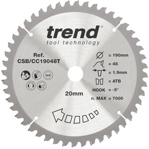Trend CSB/CC19048T - Lame de scie circulaire, 190mm, 48 dents, 20mm trou - Publicité Trend CSB/CC19048T - Lame de scie circulaire, 190mm, 48 dents, 20mm trou - Publicité