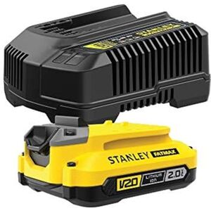 Stanley Batteries lithium ion et Chargeur, Kit 1 batterie 18V 2Ah et Chargeur 18V 2Ah, Gamme FATMAX V20, avec une technologie améliorée, SFMCB121D1-QW - Publicité Stanley Batteries lithium ion et Chargeur, Kit 1 batterie 18V 2Ah et Chargeur 18V 2Ah, Gamme FATMAX V20, avec une technologie améliorée, SFMCB121D1-QW - Publicité