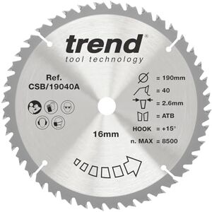 Lame de scie circulaire pour bois - 190mm, 16mm alésage, 40 dent, TCT - Publicité Lame de scie circulaire pour bois - 190mm, 16mm alésage, 40 dent, TCT - Publicité