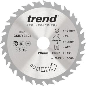 Trend CSB/13424 Lame Circulaire TCT Range Artisan - 134mm, 24 Dents, Carbure de Tungstène - Publicité Trend CSB/13424 Lame Circulaire TCT Range Artisan - 134mm, 24 Dents, Carbure de Tungstène - Publicité