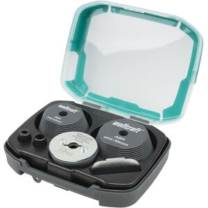 wolfcraft 5953000 Coffret de guides de perçage pour scies cloches Diamètre 35-70 mm Pour agrandissement régulier et centré de trous percés existants 3 pièces - Publicité wolfcraft 5953000 Coffret de guides de perçage pour scies cloches Diamètre 35-70 mm Pour agrandissement régulier et centré de trous percés existants 3 pièces - Publicité