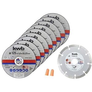 kwb Meuleuse d'angle diamantée mince 125 mm Disque flexible p. Acier inoxydable INOX dans boîte de rangement avec bouchons d'oreilles ABM. 125 x 1,0 x 22,23, Disques à tronçonner + disque diamant, Ø - Publicité kwb Meuleuse d'angle diamantée mince 125 mm Disque flexible p. Acier inoxydable INOX dans boîte de rangement avec bouchons d'oreilles ABM. 125 x 1,0 x 22,23, Disques à tronçonner + disque diamant, Ø - Publicité