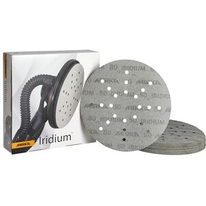 Mirka Iridium papier abrasif Ø 225mm autoagrippant grain 80/25 disques/Pour ponceuse de cloisons sèches mur et plafond/Ponçage de peinture, mastic, apprêt, bois, acier, matériaux minéraux - Publicité Mirka Iridium papier abrasif Ø 225mm autoagrippant grain 80/25 disques/Pour ponceuse de cloisons sèches mur et plafond/Ponçage de peinture, mastic, apprêt, bois, acier, matériaux minéraux - Publicité