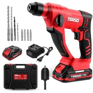 TEENO Marteau Perforateur Sans Fil SDS-Plus 20V,Φ14MM Dans le Béton, 1000 tr/min,Lampe de travail à LED avec 2 Batteries 2.0Ah et 1 Chargeur - Publicité TEENO Marteau Perforateur Sans Fil SDS-Plus 20V,Φ14MM Dans le Béton, 1000 tr/min,Lampe de travail à LED avec 2 Batteries 2.0Ah et 1 Chargeur - Publicité
