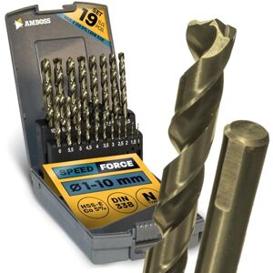 Amboss Werkzeuge Lot de 19 forets hélicoïdaux Speed Force, 1 à 10 mm, HSS-G DIN 338 pour acier, acier doux, aluminium, métaux colorés Forets, tôles, profilés, hexagonaux pour perceuse - Publicité Amboss Werkzeuge Lot de 19 forets hélicoïdaux Speed Force, 1 à 10 mm, HSS-G DIN 338 pour acier, acier doux, aluminium, métaux colorés Forets, tôles, profilés, hexagonaux pour perceuse - Publicité