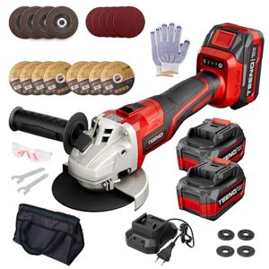 TEENO Meuleuse d'Angle Sans Fil 21V 1000W Brushless 9100RPM, 2x Batteries 4.0Ah Disques de Coupe 125mm + Disque à Lamelles Pour Coupe Métal/Bois/Rockwool, Atelier & Bricolage - Publicité TEENO Meuleuse d'Angle Sans Fil 21V 1000W Brushless 9100RPM, 2x Batteries 4.0Ah Disques de Coupe 125mm + Disque à Lamelles Pour Coupe Métal/Bois/Rockwool, Atelier & Bricolage - Publicité