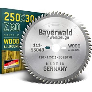 QUALITÄT AUS DEUTSCHLAND Bayerwald Werkzeuge Bayerwald Lame de scie circulaire en métal dur Ø 250 mm x 30 mm x 60 dents (pour bois tendre, bois dur, etc.) - Publicité
