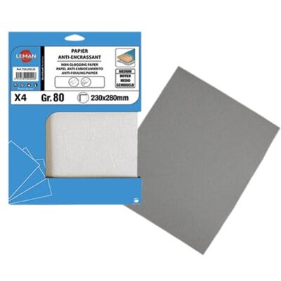 Leman PA.13 Lot de 4 Feuilles abrasifs papier anti-encrassant 230 x 280 mm Grain 180 - Publicité Leman PA.13 Lot de 4 Feuilles abrasifs papier anti-encrassant 230 x 280 mm Grain 180 - Publicité