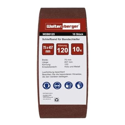WOLTERSBERGER - 75 x 457 mm - P120 - Bandes abrasives - Publicité WOLTERSBERGER - 75 x 457 mm - P120 - Bandes abrasives - Publicité