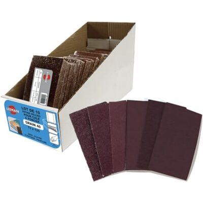 Leman Lot de 50 patins auto-agrippant pour cale à poncer 73 x 125 mm Gr. 40 pour bois et métal 9837204 - Publicité Leman Lot de 50 patins auto-agrippant pour cale à poncer 73 x 125 mm Gr. 40 pour bois et métal 9837204 - Publicité