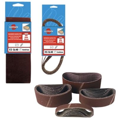 Leman Lot de 10 bandes toile pour machine portative 100 x 620 mm Gr. 40 pour bois et métal 100.620.040 - Publicité Leman Lot de 10 bandes toile pour machine portative 100 x 620 mm Gr. 40 pour bois et métal 100.620.040 - Publicité