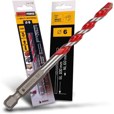 Amboss Werkzeuge Foret multi-usages HM Ø 6,0 mm – Bois, tôle, plaques de plâtre, profilé métallique, carrelage, maçonnerie, etc. Outils AMBOSS Multi Force Foret multifonction 6 pans pour perceuse/visseuse sans fil - Publicité Amboss Werkzeuge Foret multi-usages HM Ø 6,0 mm – Bois, tôle, plaques de plâtre, profilé métallique, carrelage, maçonnerie, etc. Outils AMBOSS Multi Force Foret multifonction 6 pans pour perceuse/visseuse sans fil - Publicité
