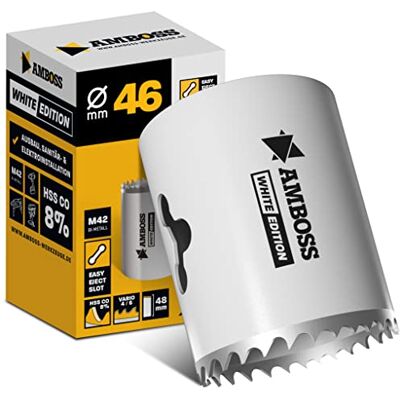 Amboss Werkzeuge 46 mm Scie cloche bi-métal HSS M42 Amboss Pour acier, panneaux de particules, bois dur, placoplâtre et plus encore Profondeur de coupe 48 mm sans support - Publicité Amboss Werkzeuge 46 mm Scie cloche bi-métal HSS M42 Amboss Pour acier, panneaux de particules, bois dur, placoplâtre et plus encore Profondeur de coupe 48 mm sans support - Publicité