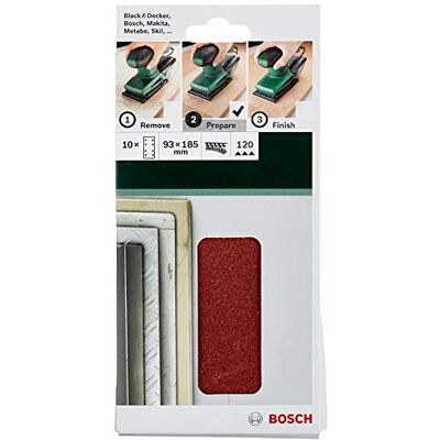 Bosch Accessories 2609256A83 Feuilles abrasives pour Ponceuses vibrantes 93 x 185 Nombre de trous 8 Grain 120 Lot de 10 feuilles - Publicité Bosch Accessories 2609256A83 Feuilles abrasives pour Ponceuses vibrantes 93 x 185 Nombre de trous 8 Grain 120 Lot de 10 feuilles - Publicité