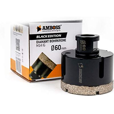 Amboss Werkzeuge Amboss Couronne diamant 60 mm (M14) pour meuleuse d'angle Convient pour grès cérame, carrelage dur, granit, etc. Publicité Amboss Werkzeuge Amboss Couronne diamant 60 mm (M14) pour meuleuse d'angle Convient pour grès cérame, carrelage dur, granit, etc. Publicité